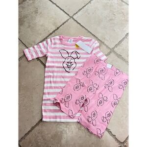 NWTHanna Andersson 150 (12) Disney Piglet Organic Cotton Short Pajamas Pink